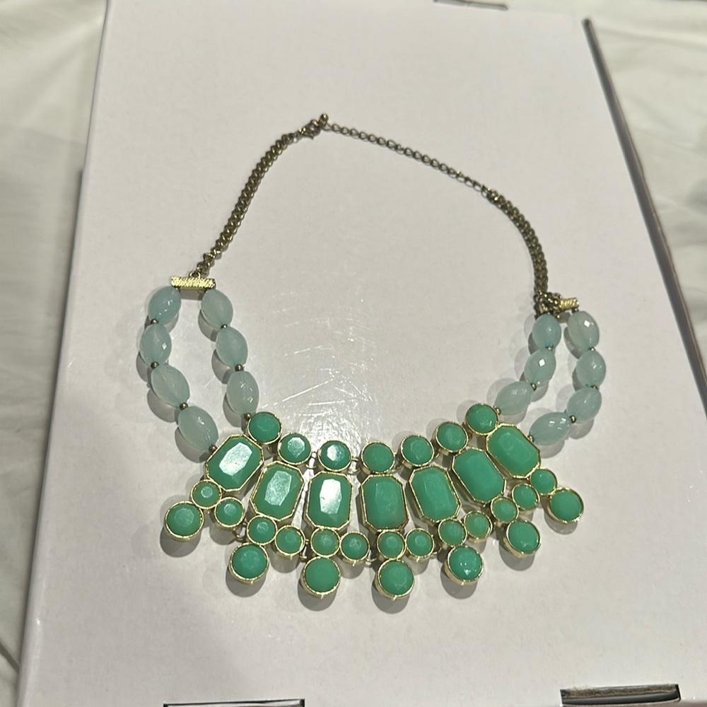 Green/teal necklace handmade